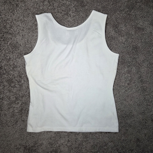 Christine Alexander White Sleeveless Tank Top with Black Design - Picture 3 of 4